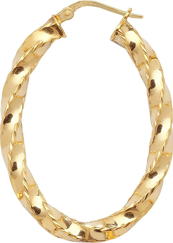Créoles Ovales en Or Jaune pour Femme - Bijou Chic 35mm Design TRS11397