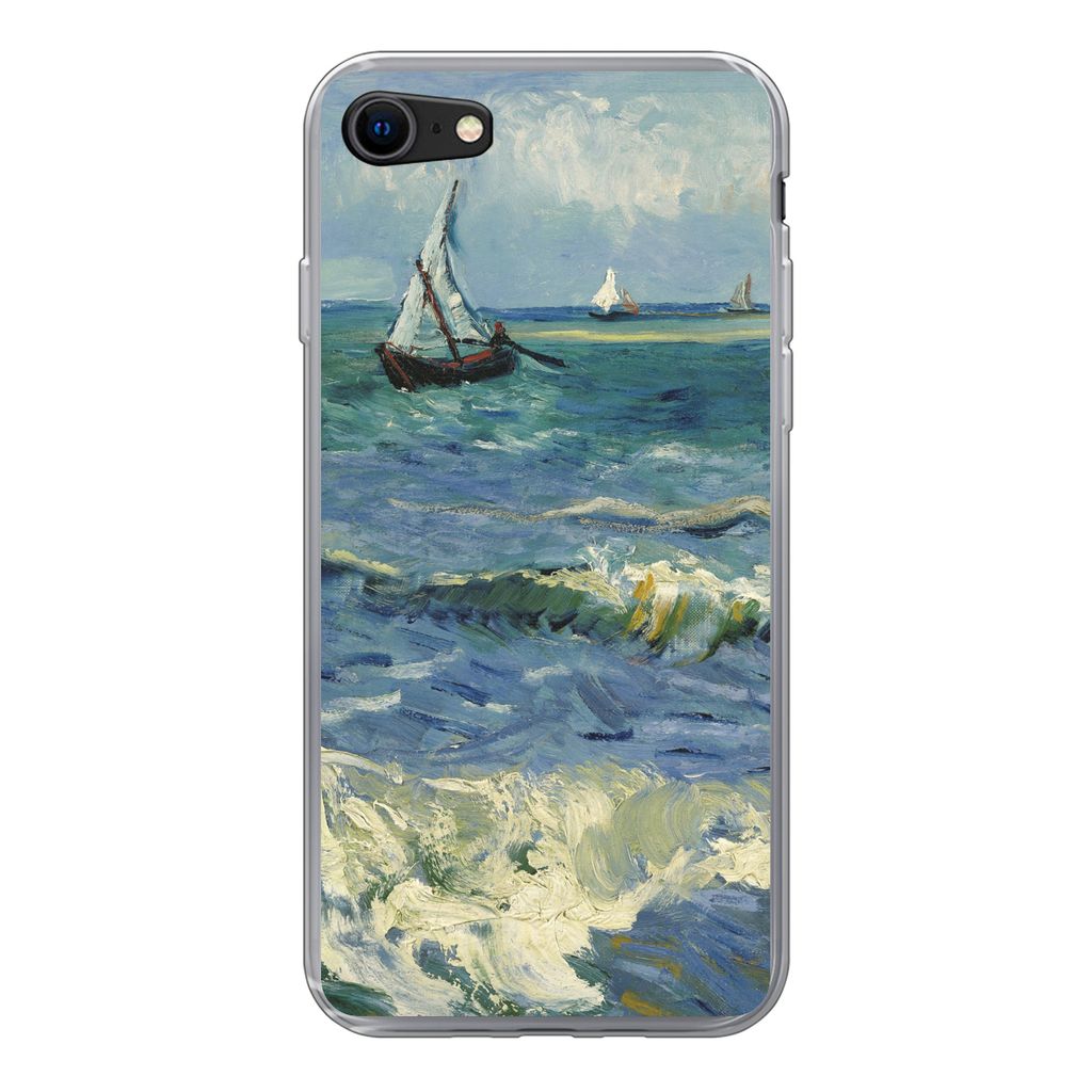 MuchoWow Handyhülle Schutzhülle Hülle für iPhone 8 Meereslandschaft bei Les Saintes-Maries-de-la-Mer - Vincent van Gogh Silikon Softcase Hand...