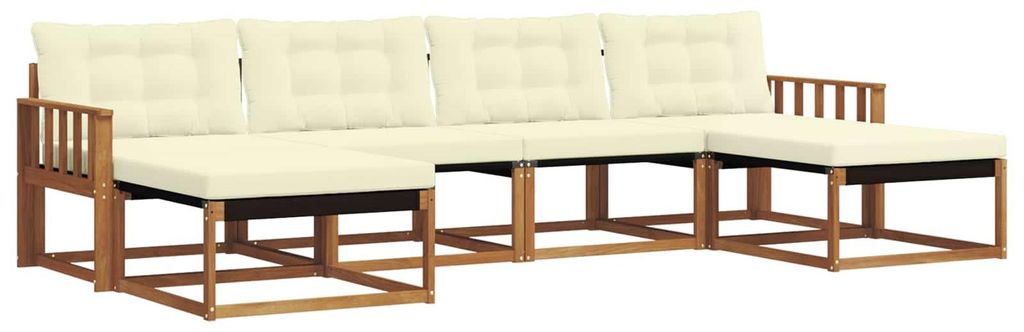 vidaXL Outdoor-Sofagarnitur mit Kissen 6 pcs Natur und Creme