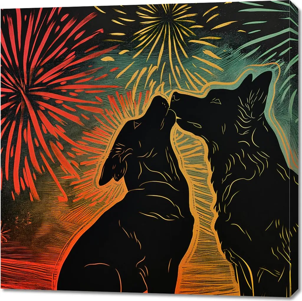 Image 90 x 90 cm Chien Câlin - Tableau Décoratif Carré Grand Format