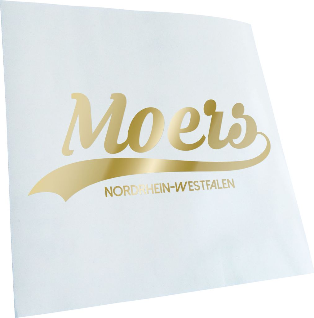 Kiwistar - Autoaufkleber - Moers Nordrhein-Westfalen - Goldchrom - 40x16cm - Aufkleber für Auto, Laptop, Fahrrad, LKW, Motorrad mehrfarbig JDM Dec...