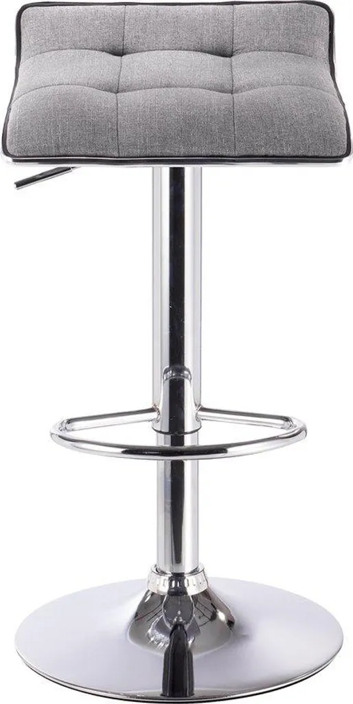Tabouret haut ergonomique en lin gris avec assise réglable et pivotante