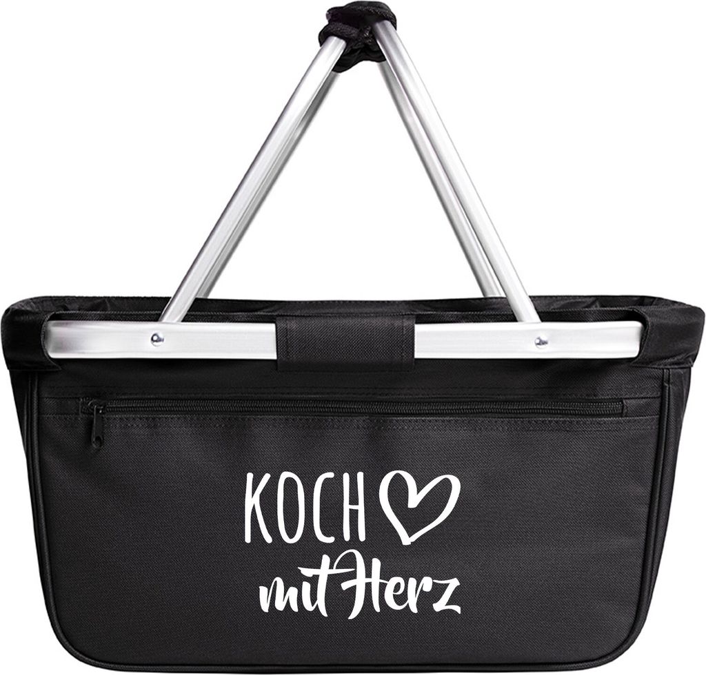 Huuraa Einkaufskorb Koch mit Herz 20 Liter Black faltbarer Tragekorb Geschenkidee