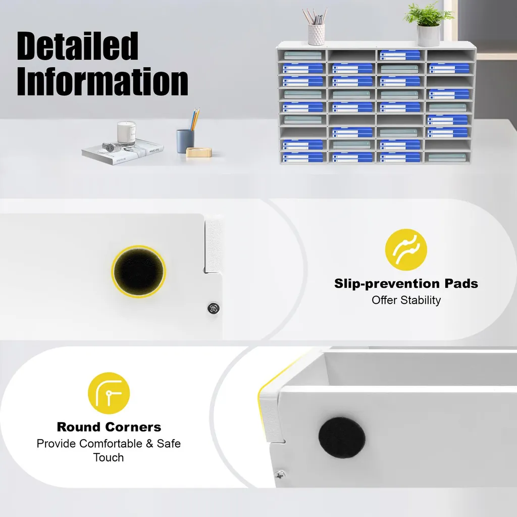 Organisateur de bureau blanc 36 compartiments PVC structure robuste