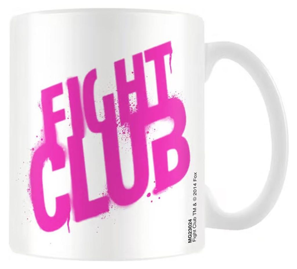 Fight Club - "1st Rule" Kaffeebecher, Sprayfarbe, 315ml CD706 (Einheitsgröße) (Weiß/Kiefer)