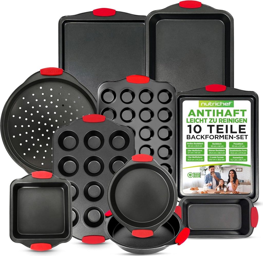 NutriChef 10-Teiliges Backform Set Stapelbar – Produktbild 