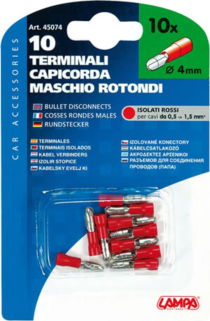 Terminali Tondi Rossi per Cavi Auto 10pz | Capicorda a Puntale 1.5mmq