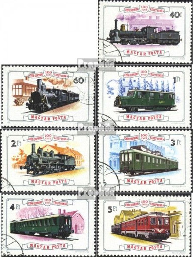 Briefmarken Ungarn 1976 Mi 3157A-3163A (kompl.Ausg.) postfrisch Eisenbahn Raab-Ödenburg