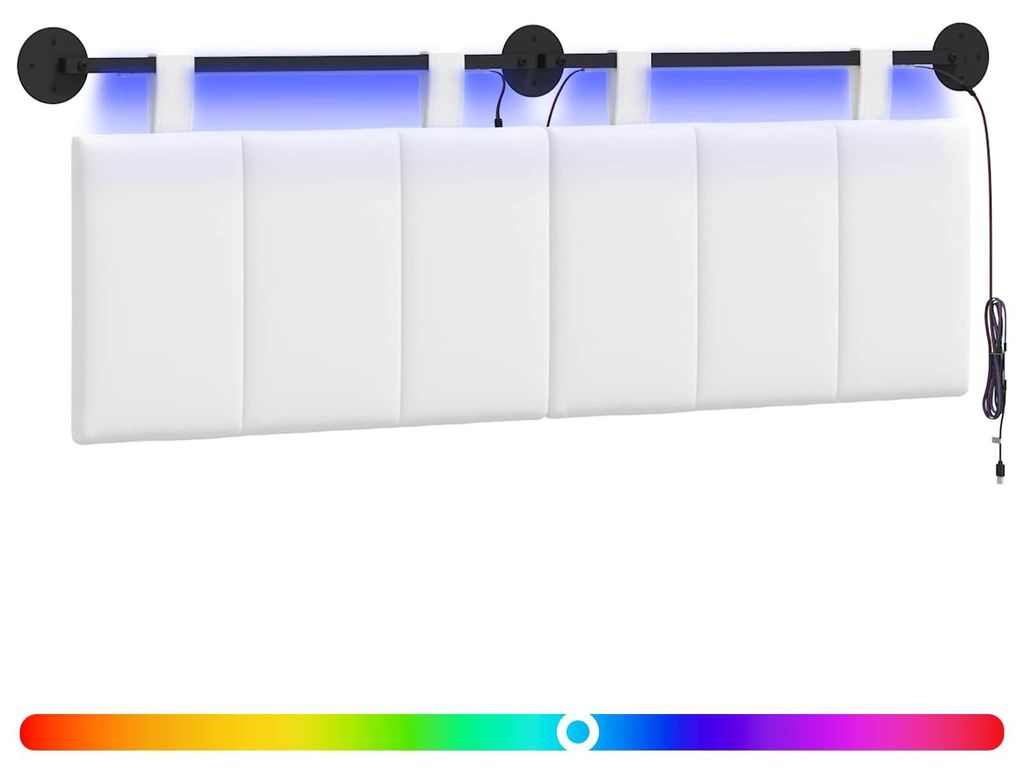 vidaXL Hängendes Kopfteil Mit LED Licht Weiß Stoff