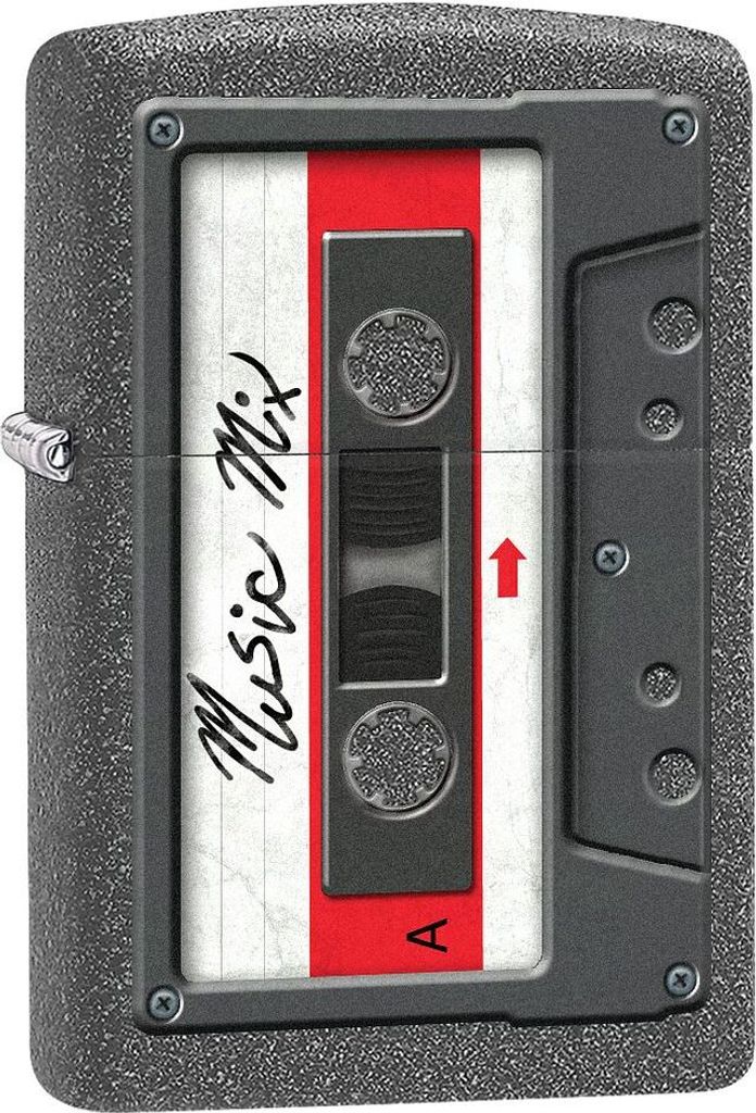 ZIPPO - Tape Design - Iron Stone Grau Weiß Rot Kassette Produktbild 