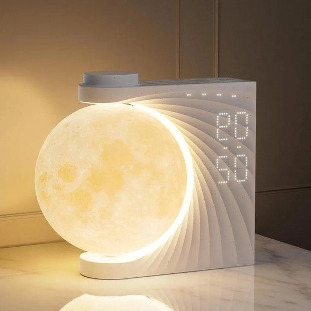 Réveil Lumineux Lampe Lune avec Éclairage RGB et Sons de la Nature