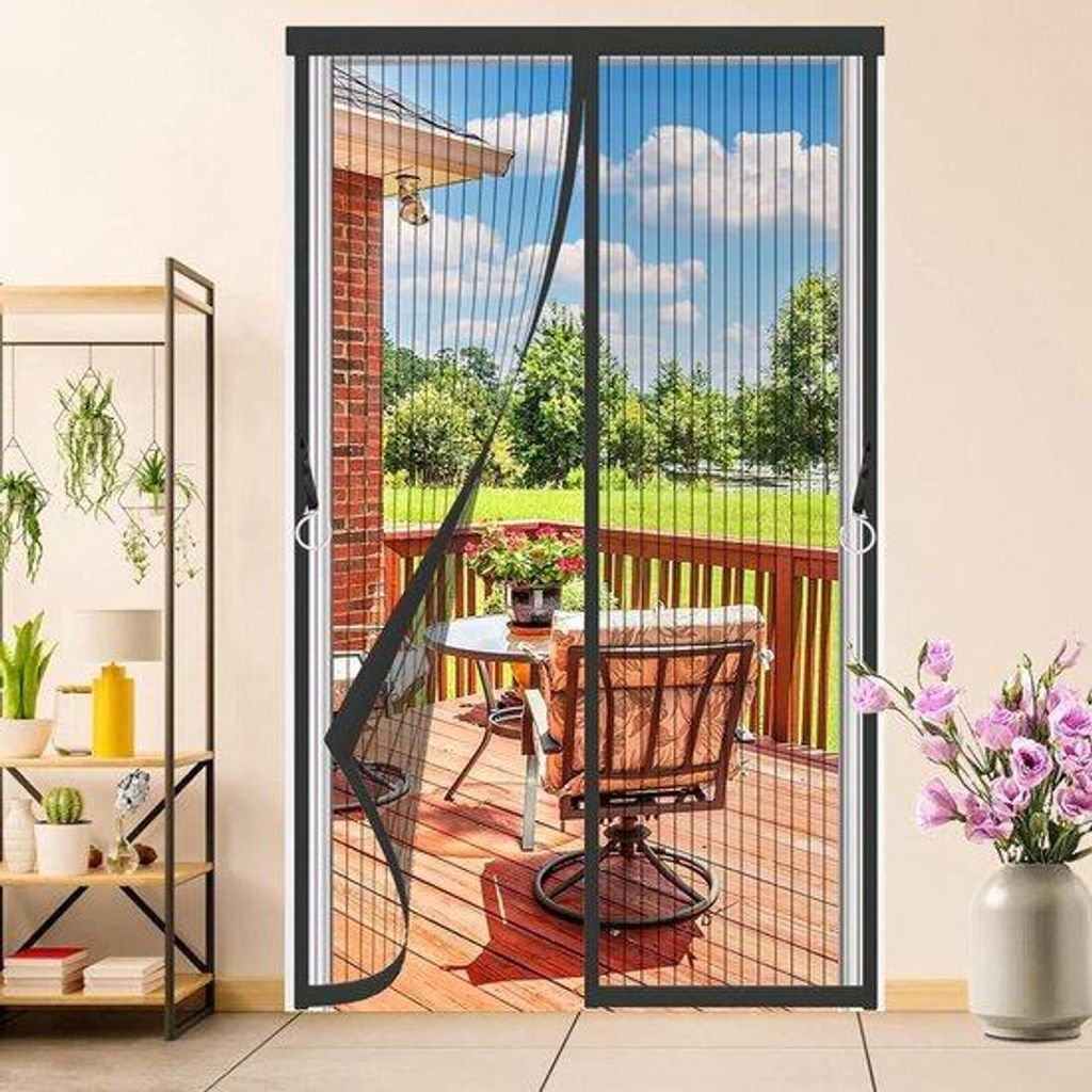 Magnetische Balkontür - 80 x 210 cm - handsfree - Insektenabwehr - Terrassentür - Schiebetür - Klittenband - Woonzimmer - Kellertür