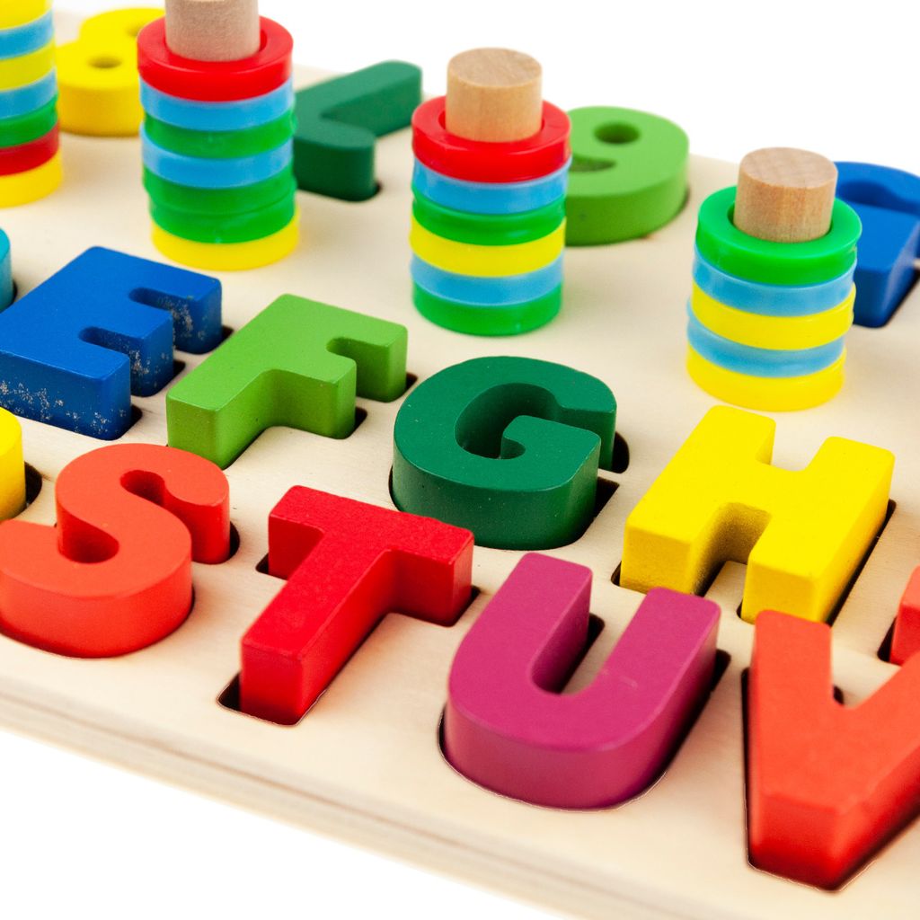 Montessori drevené puzzle abeceda čísla veda Obrázok produktu 9