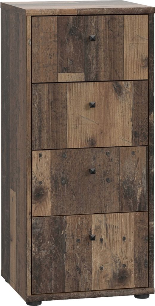 Kommode >TEMPRA2< 4 Schubladen, in Old – Wood Vintage - 38,6x85,5x34,8cm (BxHxT)