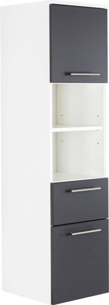 Hochschrank mit 2 Türen und Schublade Seidenglanz anthrazit, LAGOS-02 B x H x T ca. 35,2 x 134,5 x 36,8cm