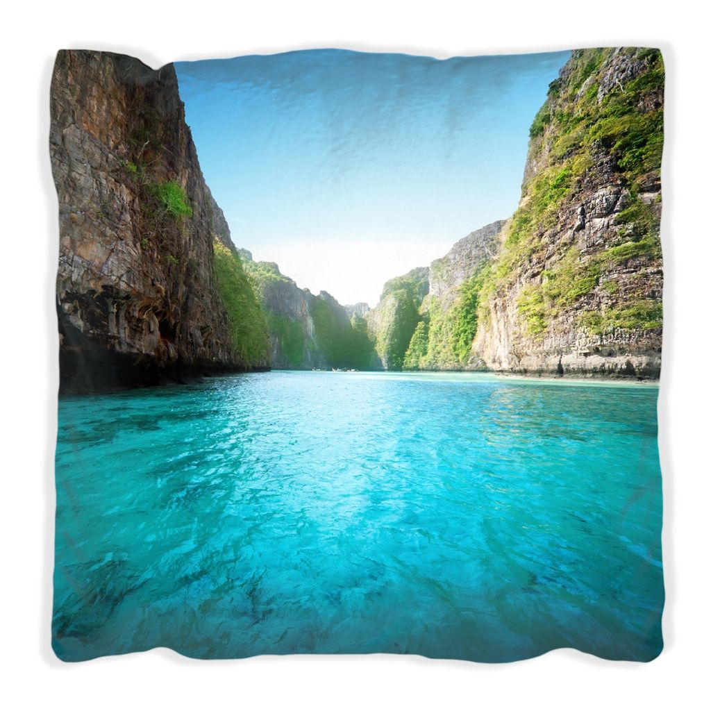 Wallario Premium Kissen, weiche Oberfläche, mit Motiv Fluss in den Tiefen der Schlucht, Größe: 40 x 40 cm, mit weißer Rückseite