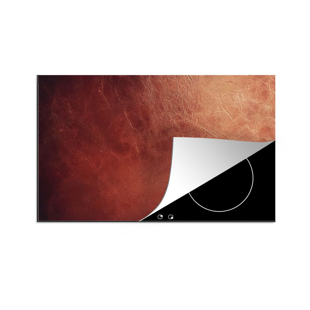 KitchenYeah Herdabdeckplatte Leder - Lederoptik - Braun - Hell , 81x52cm, Küche Deko, Glaskeramikfeld Herdabdeckung, Abdeckplatte fùr Kochfeld