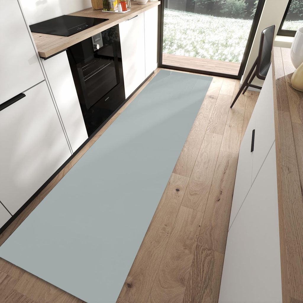 Küchenteppich 80x300cm rutschfest & abwischbar PVC Läufer - Grauer Hintergrund III