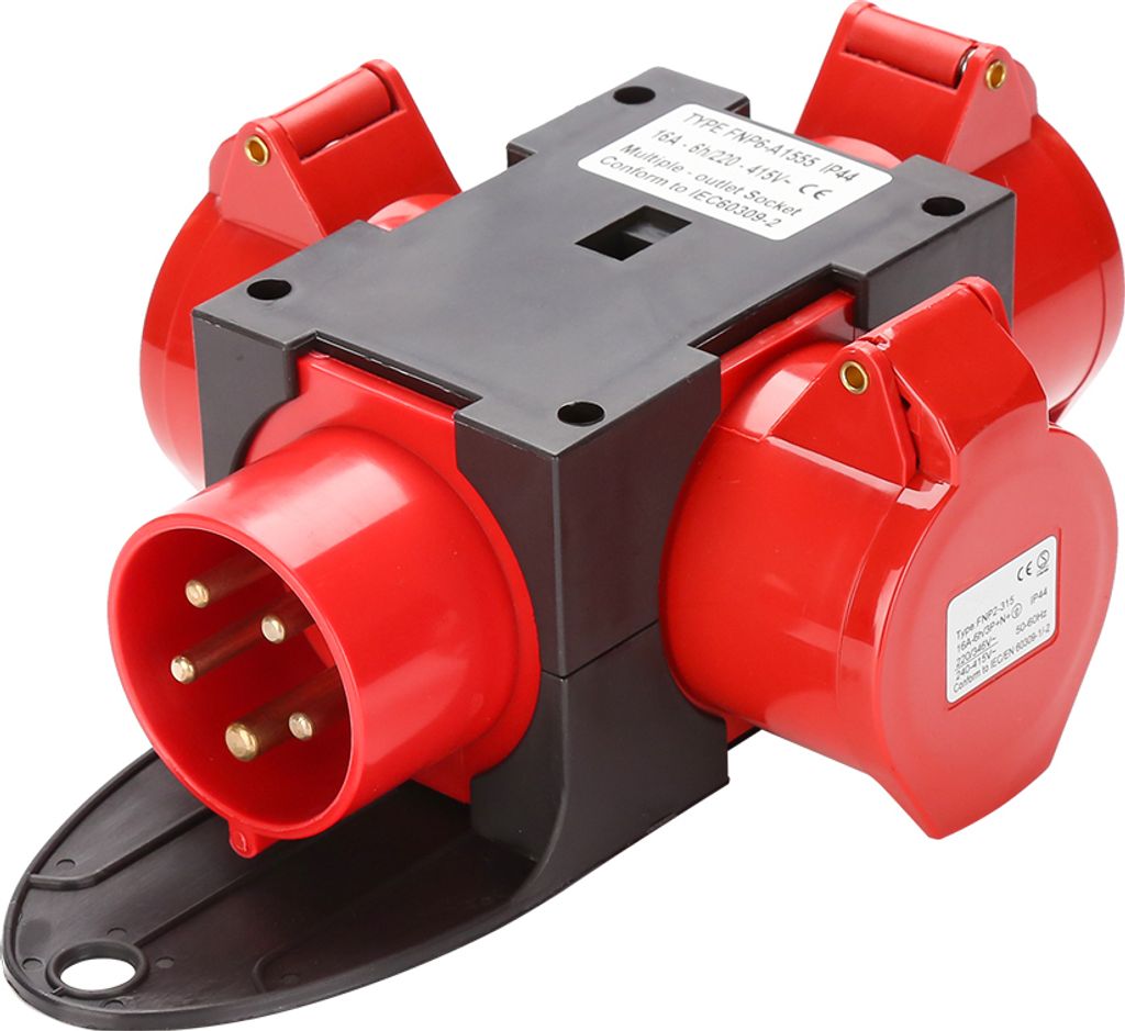 Yakimz Stromverteiler Baustromverteiler Verteiler CEE Kraftstrom IP44 für Baustelle 3 x CEE 400V / 16A Steckdose 5P