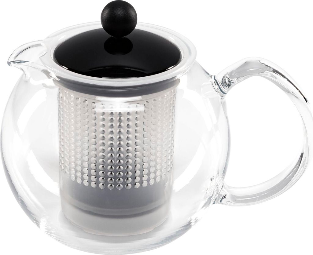 Bodum Assam, Einzelne Teekanne, 500 ml, Schwarz, Transparent, Glas, Kunststoff, 210 mm, 100 mm