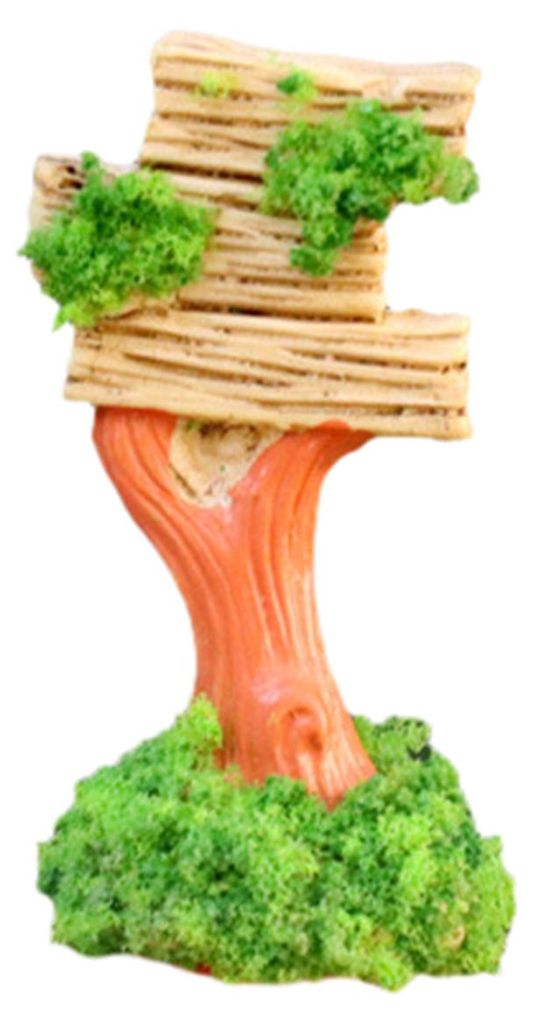 Mini-Cartoon-Hausfigur, Miniatur-Straßenschild, Stuhl, Steinbriefkasten, Pilzstatue, Haus, Mikrolandschaft, Feengartendekoration B