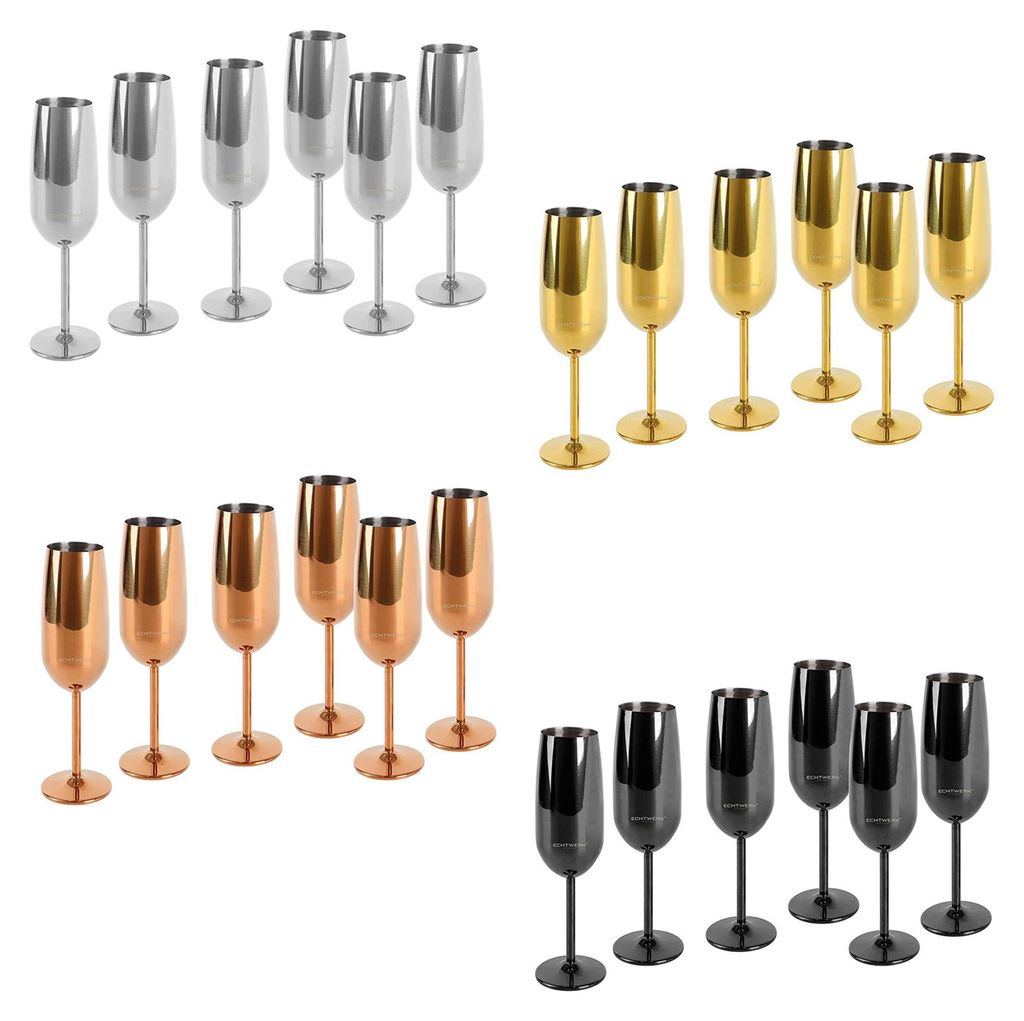 Echtwerk  Sekt-/Champagnerkelch Set 6tlg aus Edelstahl, Produktbild 