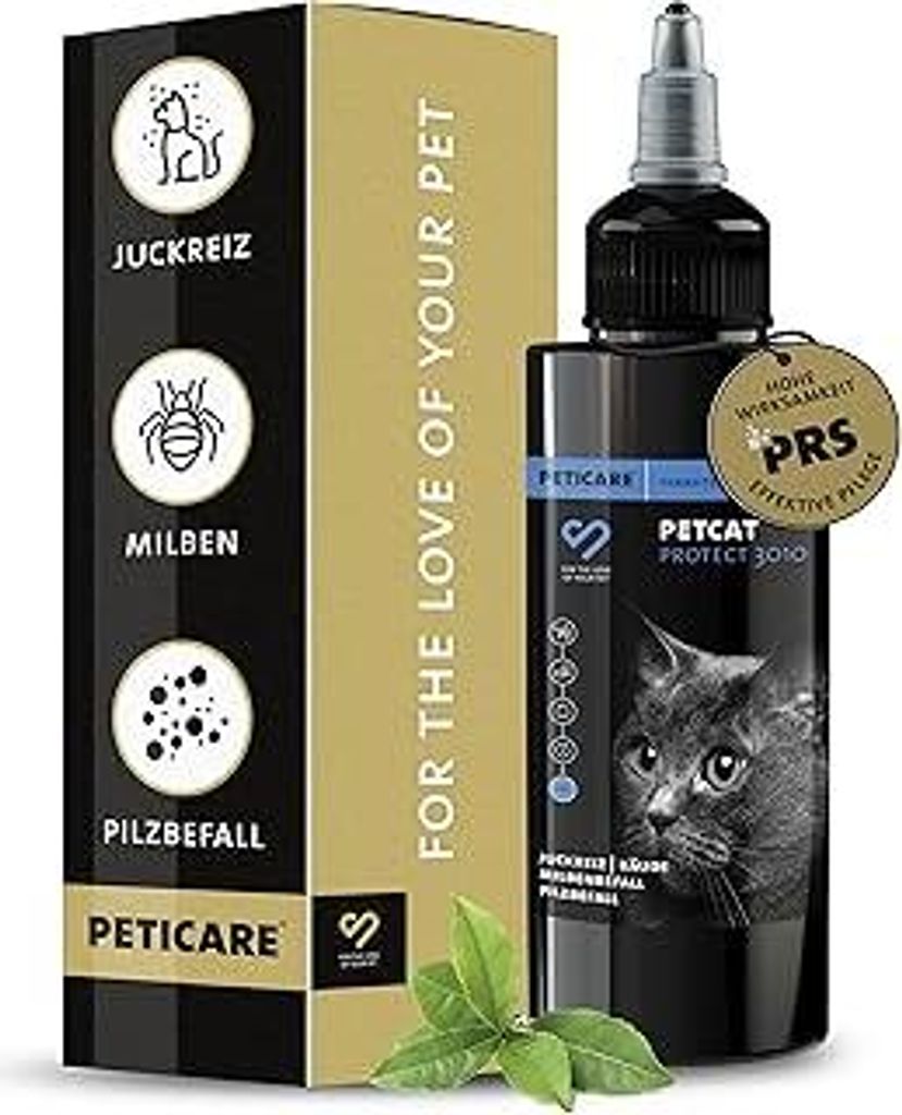 Peticare Anti-Parasiten Mittel für Katzen | gegen Milben Flöhe Pilze | lindert effektiv Juckreiz & unterstützt Regenerationsprozess | einzigarti...