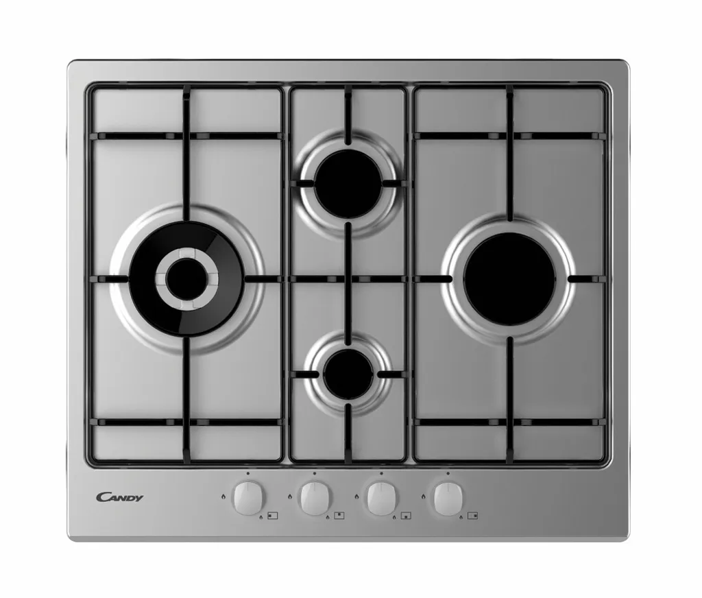 Plaque de cuisson gaz Candy Idea CHW6D4WX en inox avec 4 foyers de 60cm
