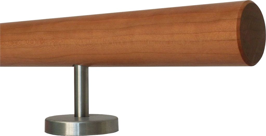 TIBU Kirschbaum Holz Handlauf Geländer 0,3m - 5m, Länge 300 cm, Ende gefast und 4 gerade Halter