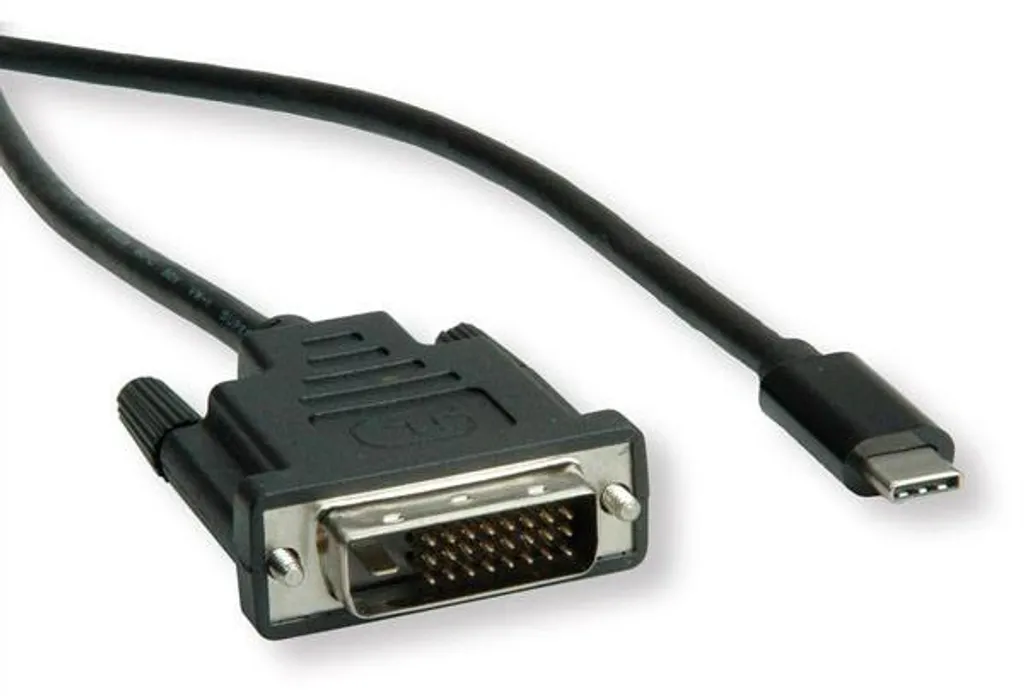 Câble USB C vers DVI Mode DP Alt 1m Noir Haute Résolution 24+1 pins