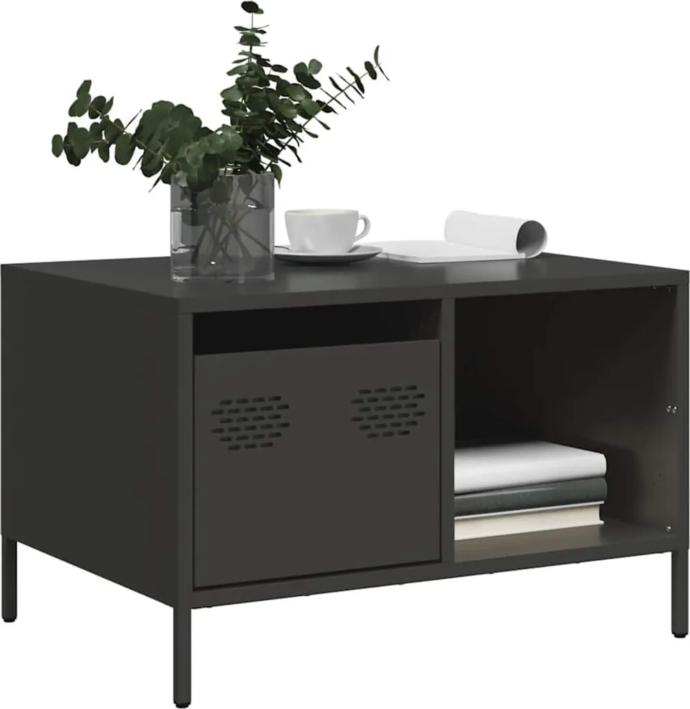 Tavolino Nero Maison Exclusive 68,5x50 cm - Acciaio Laminato Freddo