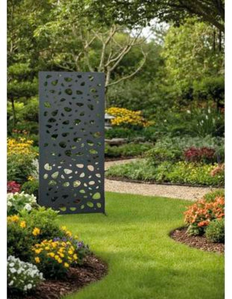 Sichtschutzwand floraworld Kreise 90 x 180 cm anthrazit Produktbild 