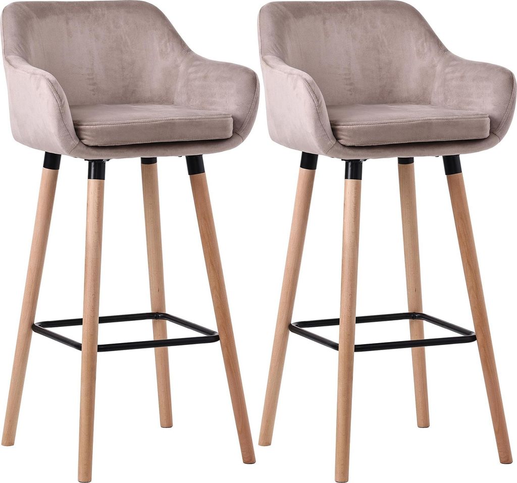 2er Set Barhocker HLO-CP19 Samt hellgrau