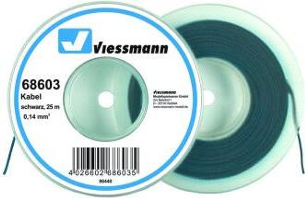 Viessmann 68603 -Kabel auf Abrollspule 0,14 mm², schwarz, 25 m