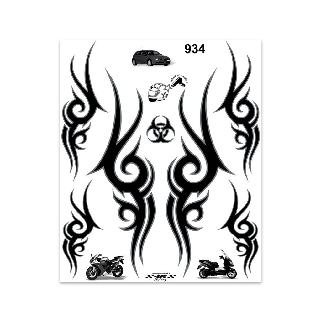 ABARTH Tribal Aufkleber 20 x 24 cm für Helm, Auto oder Motorrad