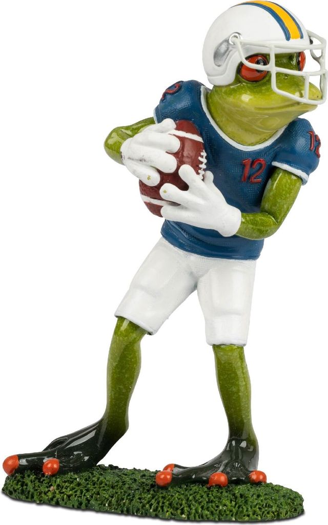 Dekofigur Frosch Footballspieler blau H. 17cm grün Formano Froschhausen