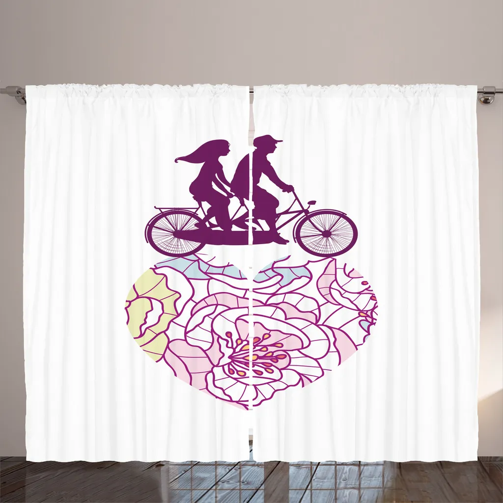 Rideaux de Salon Imprimés Bike Party avec Crochets 280x225cm Multicolore
