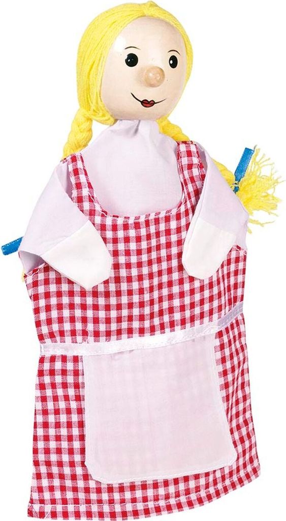 goki 51997 Handpuppe Gretel, rot/weiß