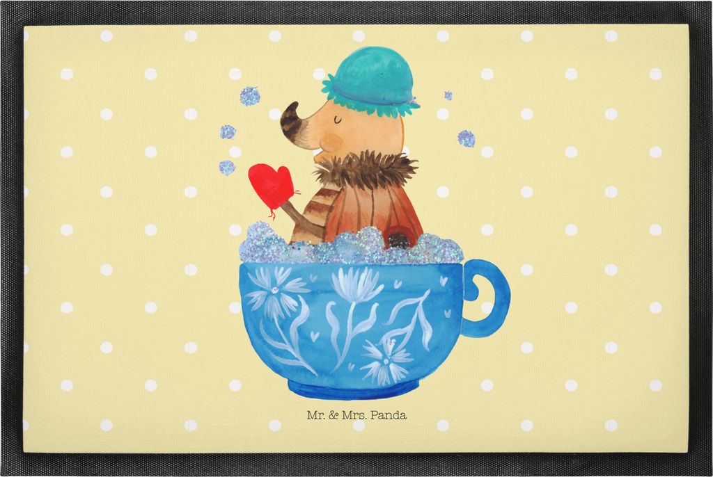 Mr. & Mrs. Panda Schmutzmatte Nachtfalter Schaumbad 50 x 75 cm - Gelb Pastell - Geschenk, Ziele, Bad, WC, Abtreter, flurmatte, Tasse, Vorleger, Lus...