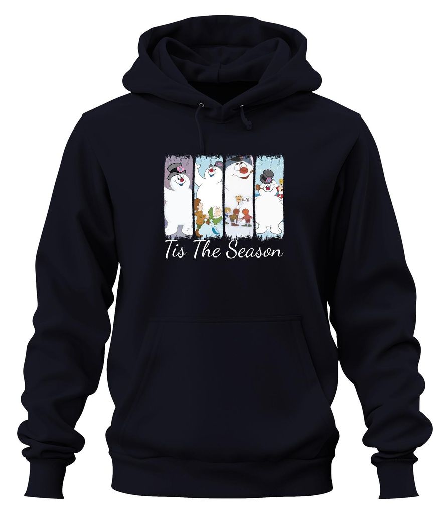Tis The Season Frosty Snowman Weihnachten Kinder Retro Holiday Uni Hoodie Kapuzenpullover, Navy, XL