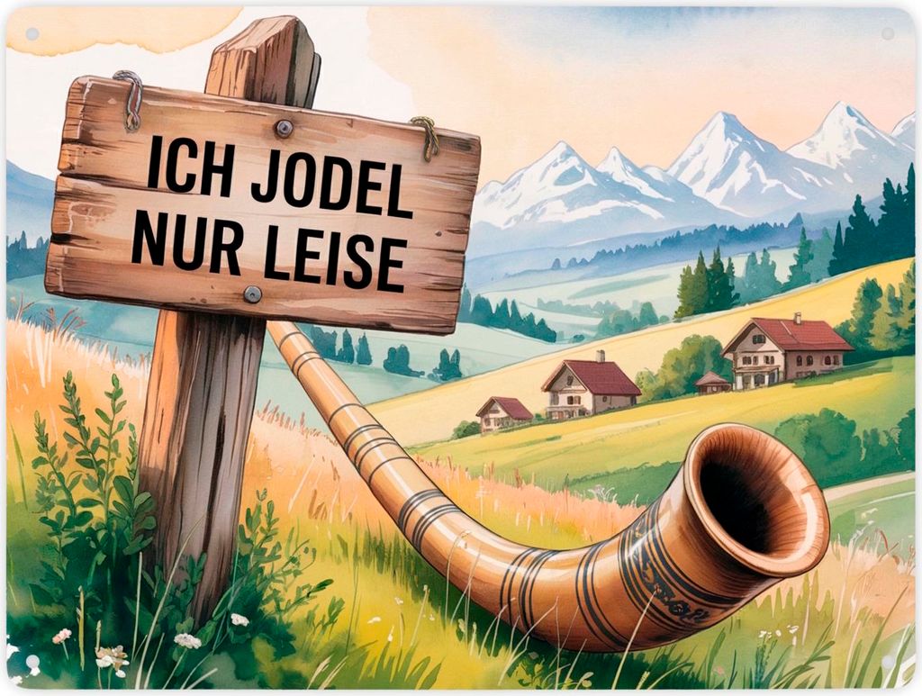Ich jodel nur leise Allgäu Landschaft Metallschild XXL in 28x38 cm