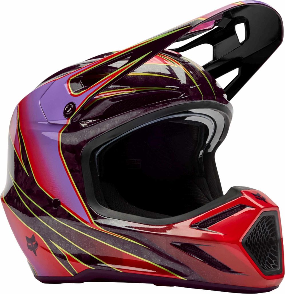 FOX V3 RS Canvas Motocross Helm, schwarz/rot, M (57/58)
