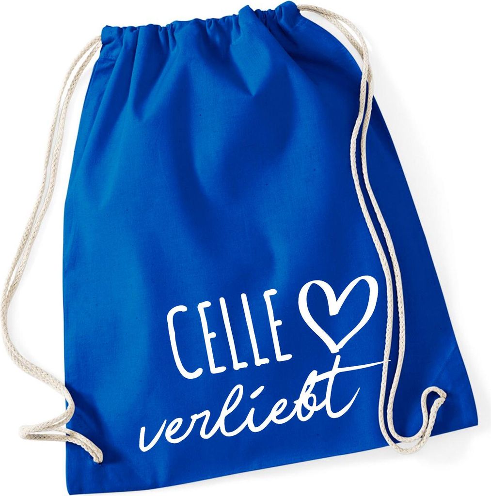 Huuraa Turnbeutel Celle verliebt 12 Liter Bright Royal Baumwolle Rucksack Geschenkidee