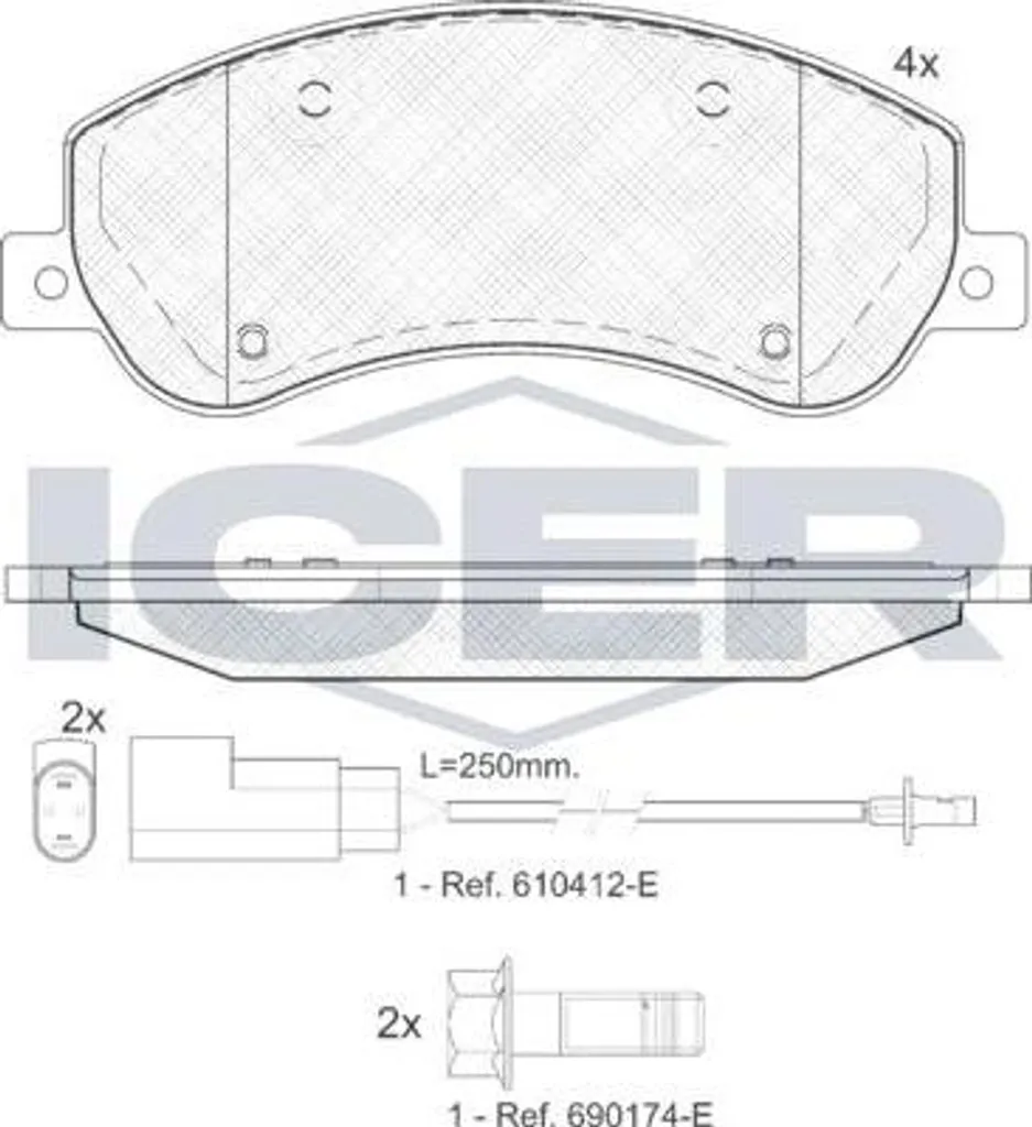 Plaquettes de frein ICER 141793 pour Transit avec OE S6DM3501110
