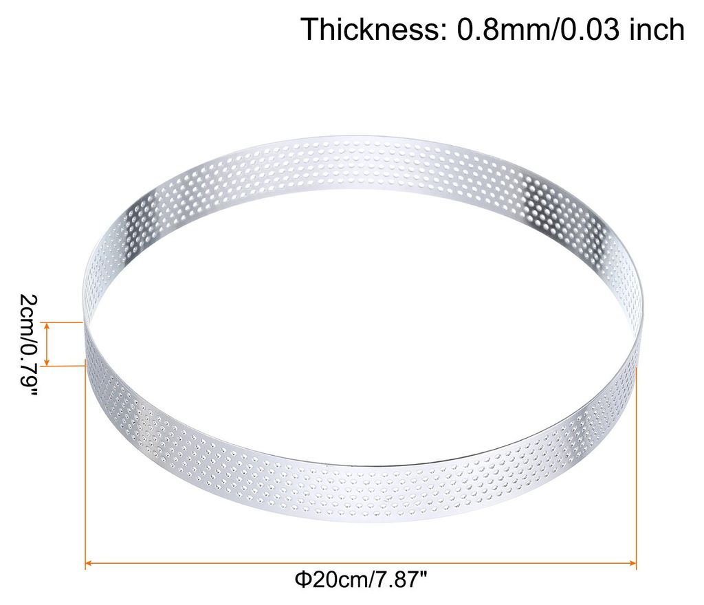 Edelstahl Tortenring 20cm Runder KuchenformPerforierte fš¹r die Kš¹che zu Hause Lebensmittel K?seherstellungswerkzeug, Silber