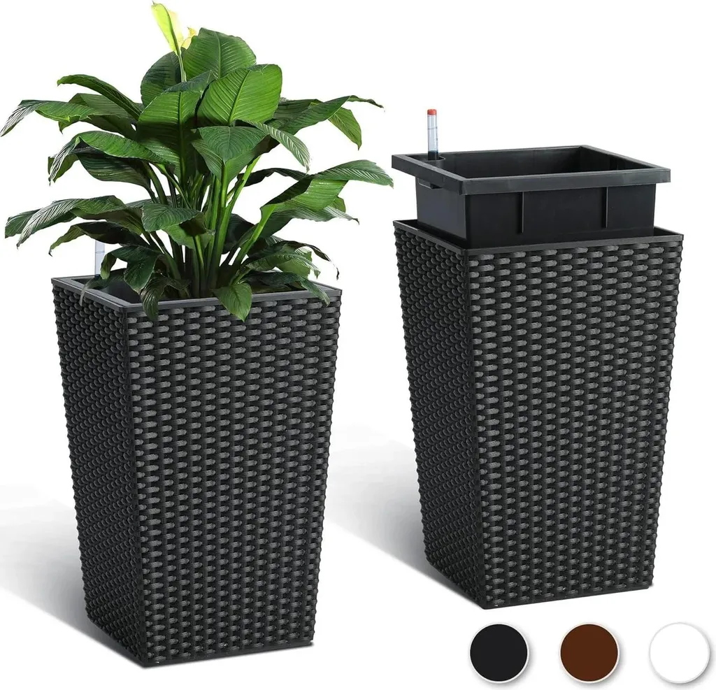 Ne craignez plus l'oubli d'arrosage - Lot de 2 Pots avec Réserve d'Eau