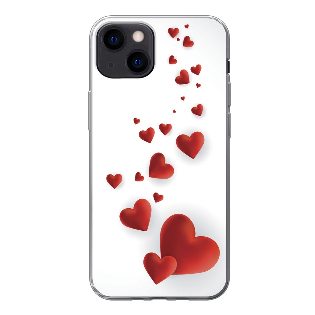 MuchoWow Handyhülle Schutzhülle Hülle für iPhone 13 Eine Illustration eines Pfades der Herzen Silikon Softcase Handy Hülle - Karteninhaber
