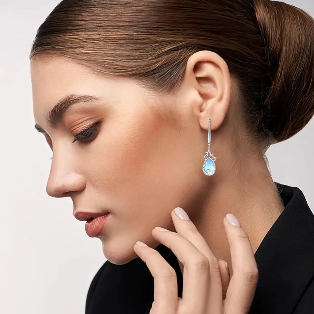 ALEXCRAFT Orecchini Donna Argento 925 Pendenti con Pietra Luna