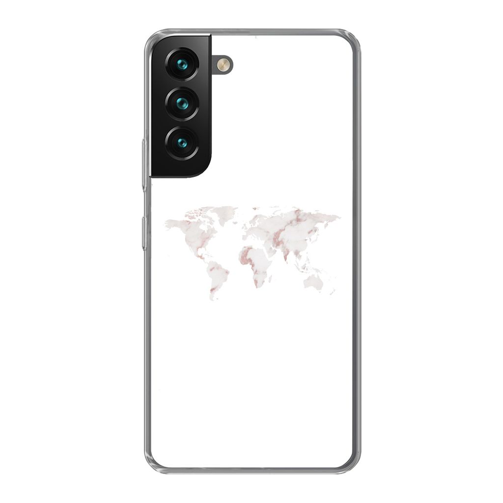 MuchoWow Handyhülle Schutzhülle Hülle für Samsung Galaxy S22 Weltkarte - Marmor - Karte Silikon Softcase Handy Hülle - Mobiltelefonhülle