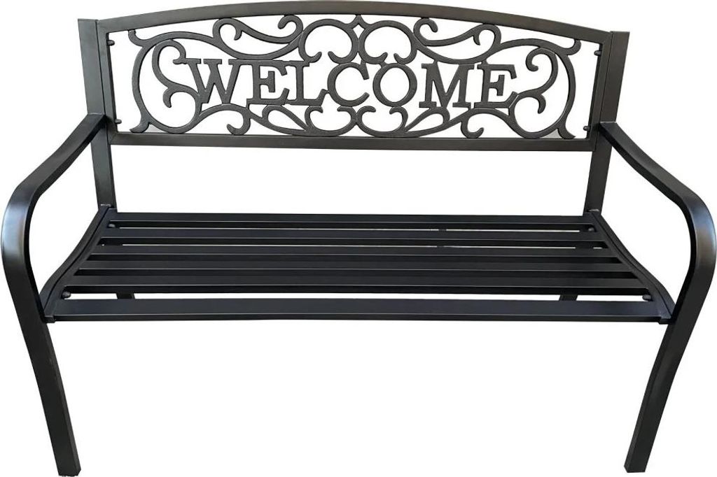 Gartenbank aus Metall IRIDESA schwarz 127 cm breit, 86 cm hoch, 62 cm tief